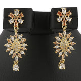 American Diamond Jewellery Set - Golden & Peach - test-store-for-chase-value