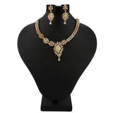 American Diamond Jewellery Set - Golden & Peach - test-store-for-chase-value