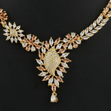 American Diamond Jewellery Set - Golden & Peach - test-store-for-chase-value
