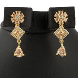 American Diamond Jewellery Set - Peach & Golden - test-store-for-chase-value