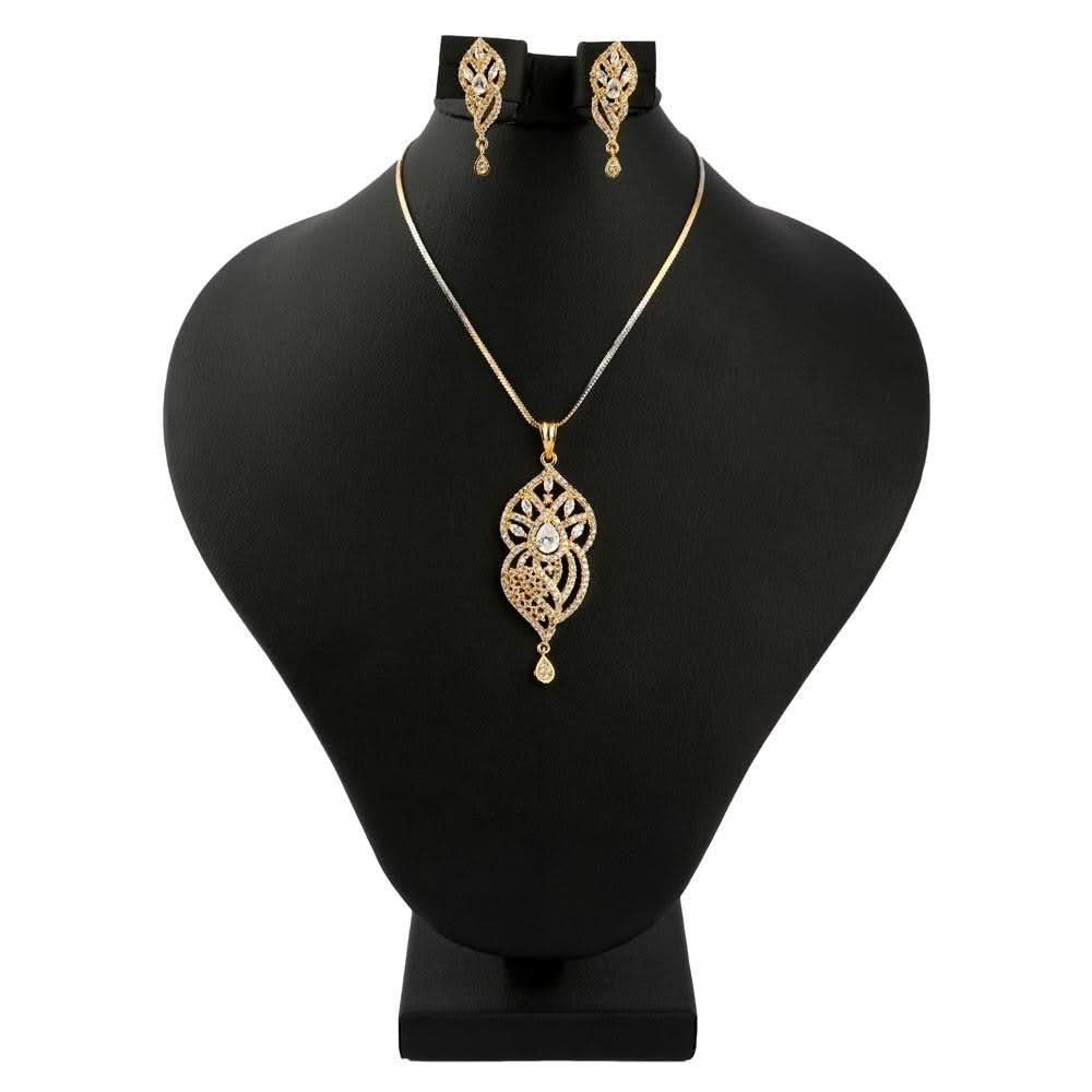 American Diamond Locket Set - Silver & Golden - test-store-for-chase-value