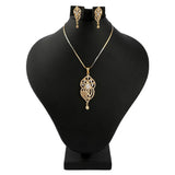 American Diamond Locket Set - Silver & Golden - test-store-for-chase-value