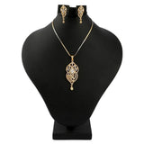 American Diamond Locket Set - Silver & Golden - test-store-for-chase-value