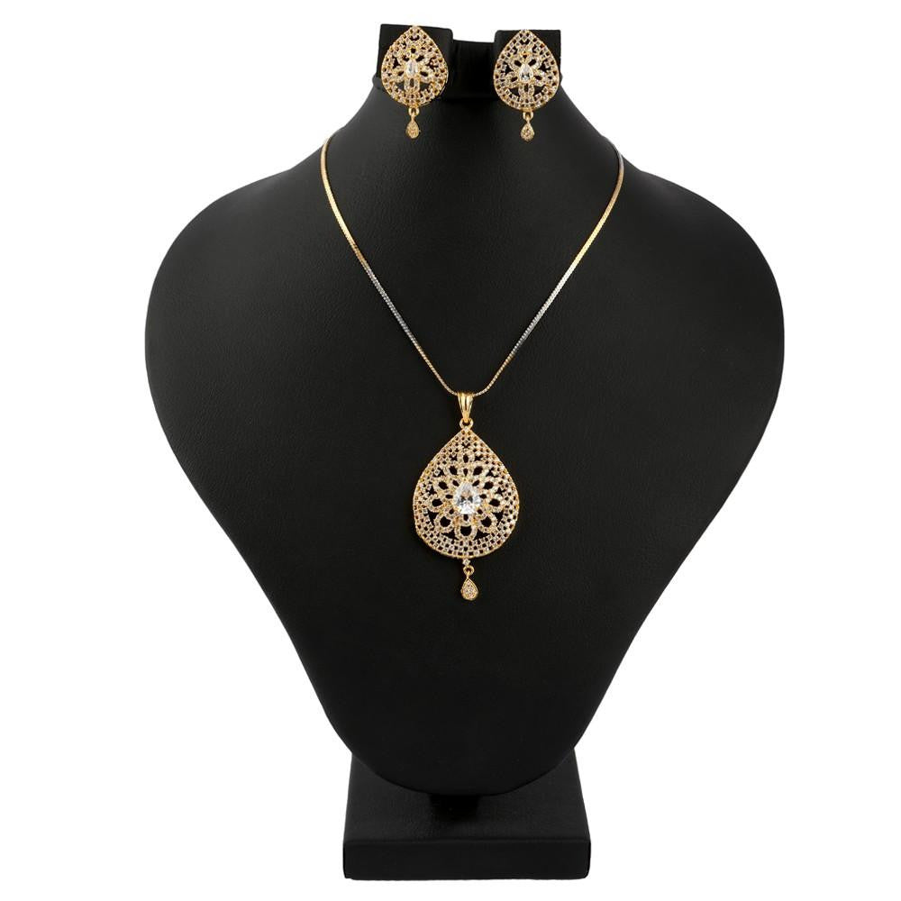 American Diamond Locket Set - Silver & Golden - test-store-for-chase-value