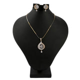 American Diamond Locket Set - Silver & Golden - test-store-for-chase-value