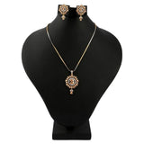 American Diamond Locket Set - Peach & Golden - test-store-for-chase-value