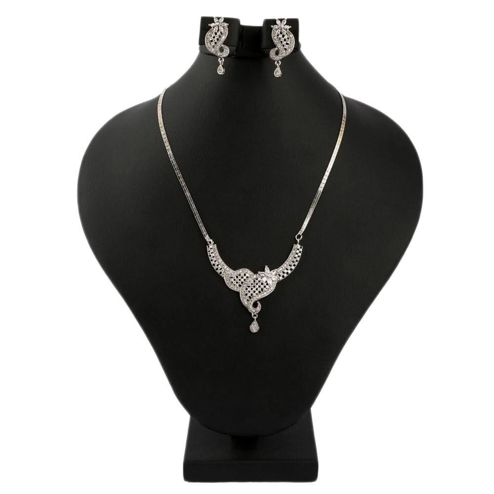 American Diamond Locket Set - Silver - test-store-for-chase-value