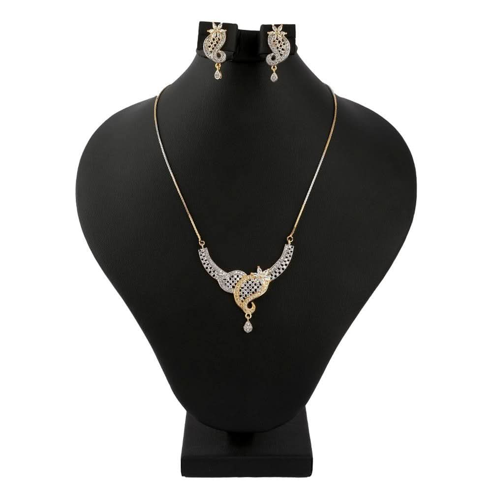 American Diamond Locket Set - Golden & Silver - test-store-for-chase-value