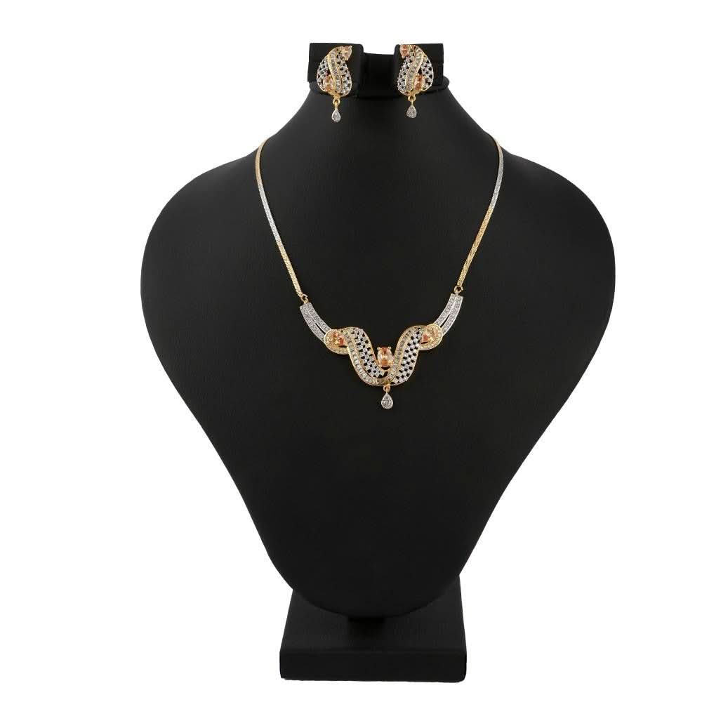 American Diamond Locket Set - Silver & Golden - test-store-for-chase-value