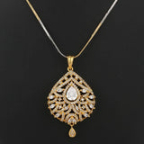 American Diamond Locket Set - White & Golden - test-store-for-chase-value