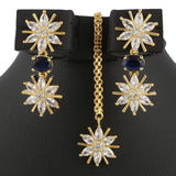 American Diamond Jewellery Set - Golden & Blue - test-store-for-chase-value