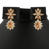 American Diamond Jewellery Set - Peach & Golden - test-store-for-chase-value