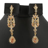 American Diamond Jewellery Set - Peach & Golden - test-store-for-chase-value