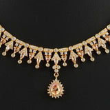 American Diamond Jewellery Set - Peach & Golden - test-store-for-chase-value