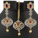 American Diamond Bridal Jewellery Set - Golden & Silver - test-store-for-chase-value