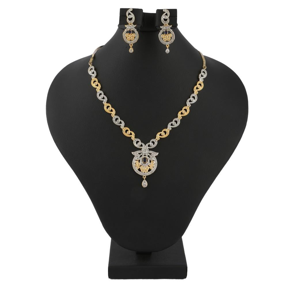 American Diamond Jewellery Set - Silver & Golden - test-store-for-chase-value