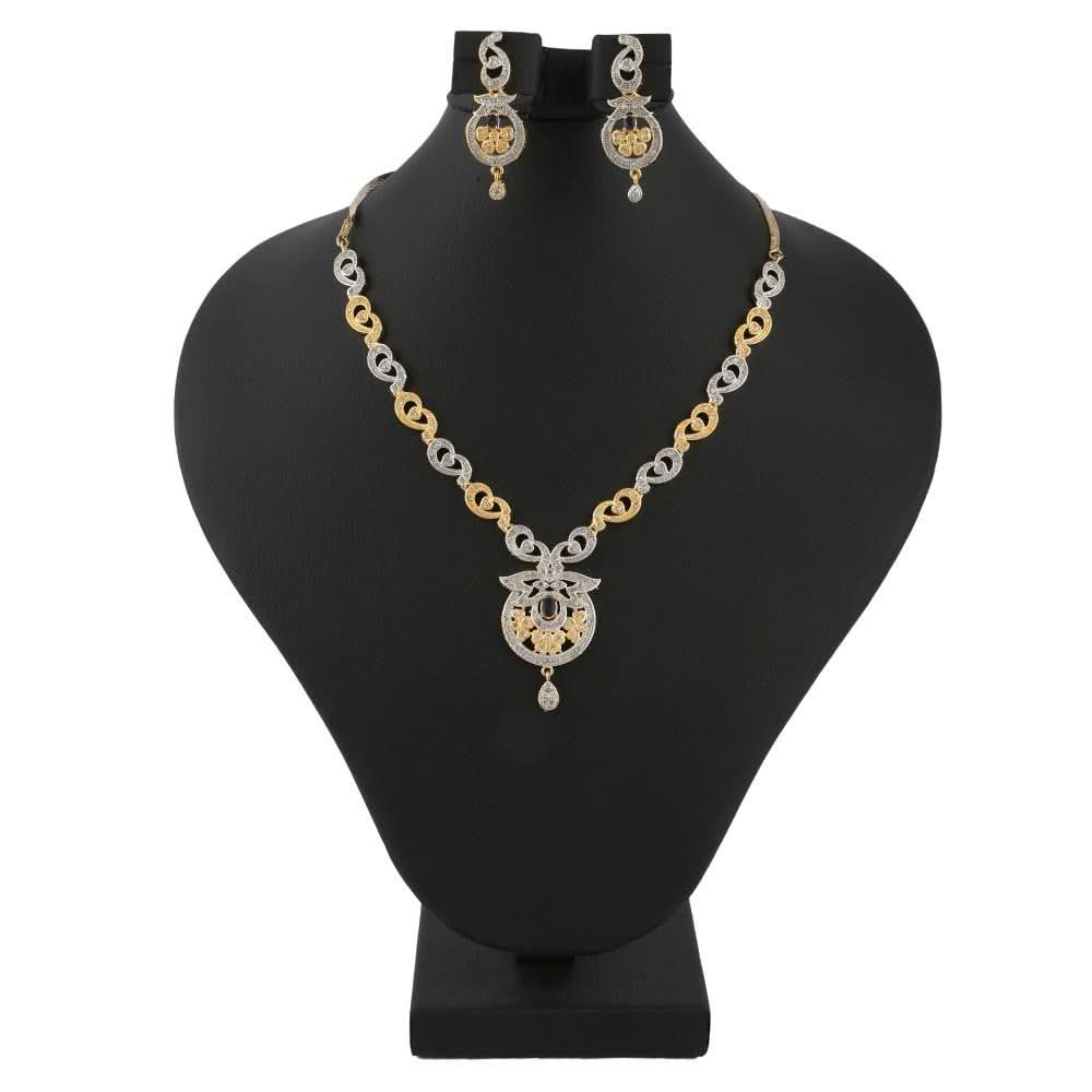American Diamond Jewellery Set - Silver & Golden - test-store-for-chase-value