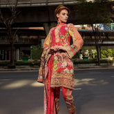German Embroidered Carmine Floret 3 Piece Un-Stitched Suit - test-store-for-chase-value