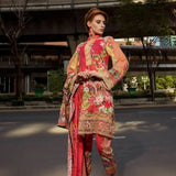 German Embroidered Carmine Floret 3 Piece Un-Stitched Suit - test-store-for-chase-value