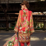 German Embroidered Carmine Floret 3 Piece Un-Stitched Suit - test-store-for-chase-value