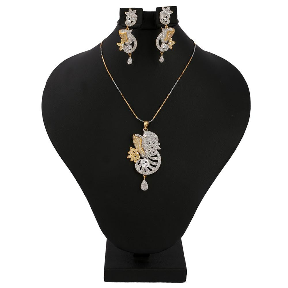 American Diamond Jewellery Set - Silver - test-store-for-chase-value