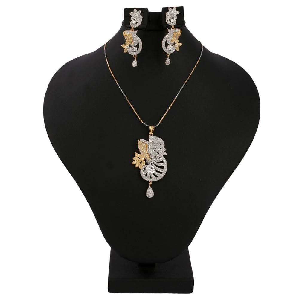 American Diamond Jewellery Set - Silver - test-store-for-chase-value