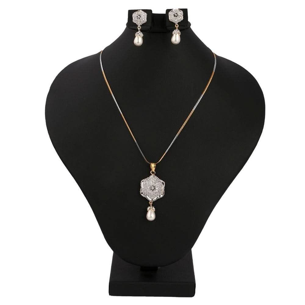 American Diamond Jewellery Set - Silver - test-store-for-chase-value