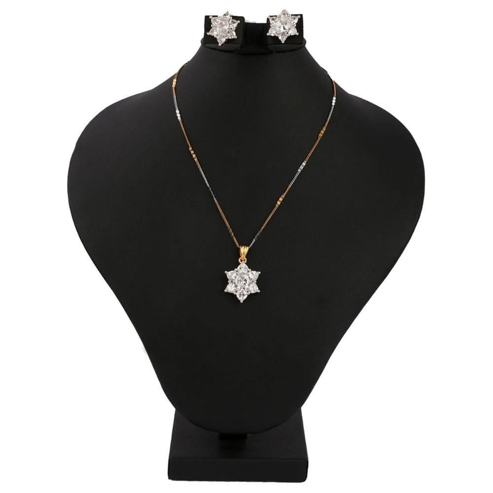 American Diamond Jewellery Set - Silver - test-store-for-chase-value