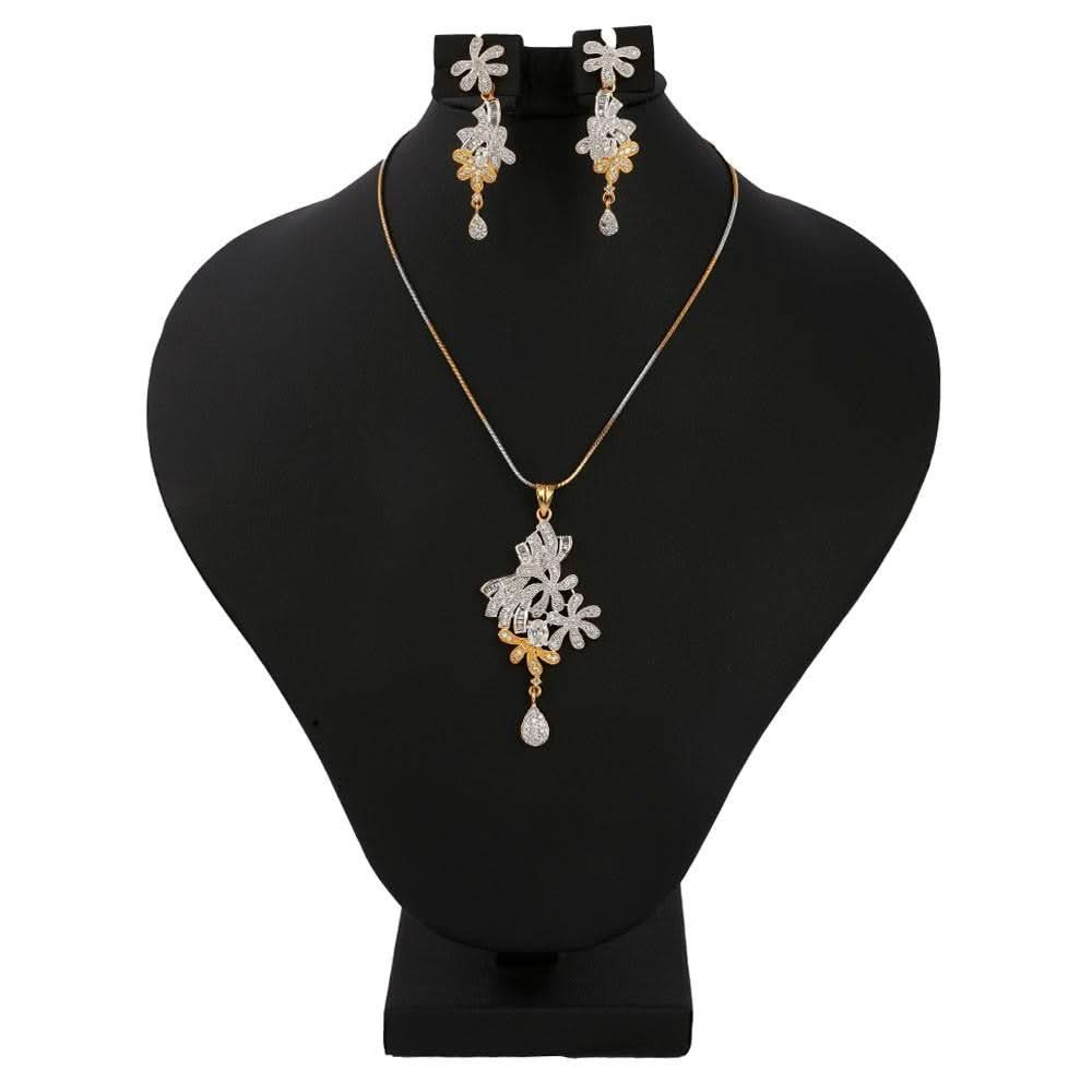 American Diamond Jewellery Set - Silver - test-store-for-chase-value