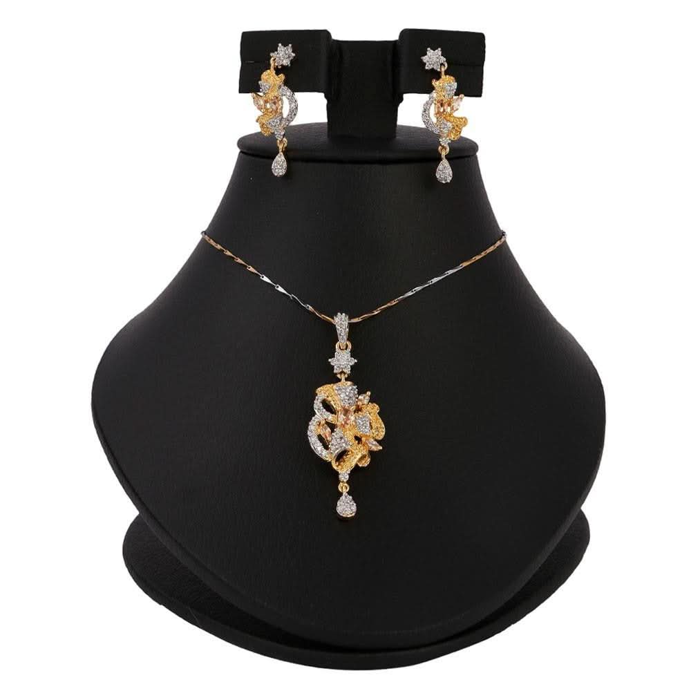 American Diamond Jewellery Set - Peach - test-store-for-chase-value