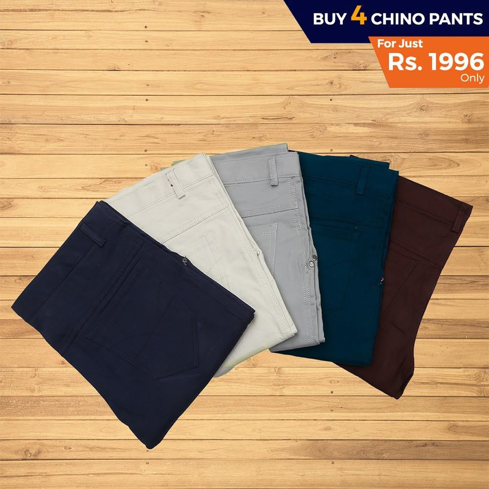 Men's Cotton Chino Pants Pack Of 4 - test-store-for-chase-value