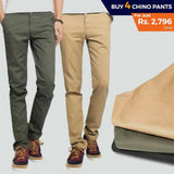 Men's Cotton Chino Pant Pack Of 4 - test-store-for-chase-value