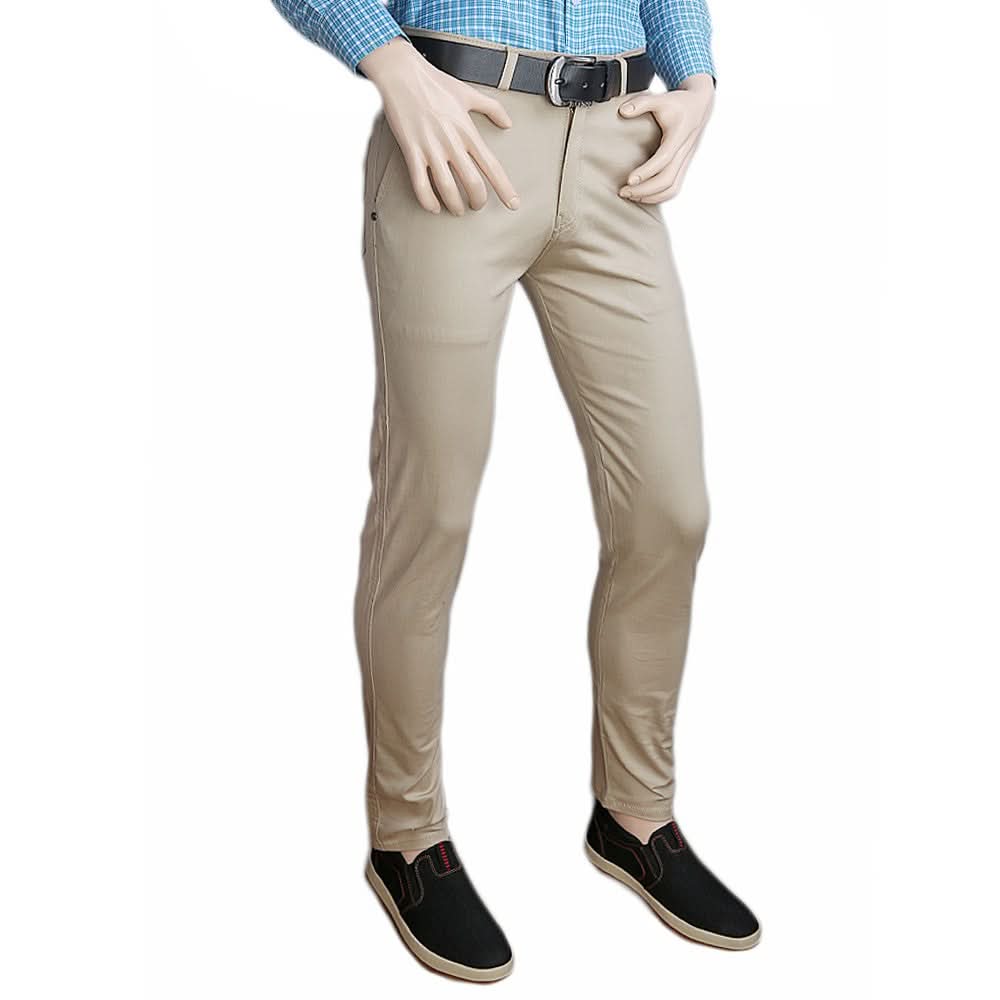 Men's Casual Cotton Pant - Beige - test-store-for-chase-value