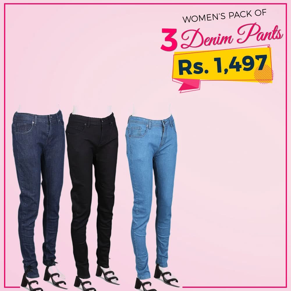 Women's Denim Pant Pack Of 3 - test-store-for-chase-value