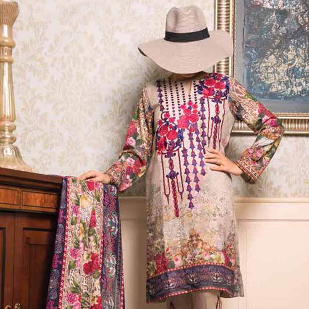 Zynah Digital Embroidered Karandi 3 Piece Un-Stitched Suit - 19-403, Women, 3Pcs Shalwar Suit, VS Textiles, Chase Value