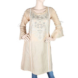 Women's Embroidered Short Kurti - Beige - test-store-for-chase-value
