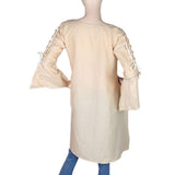 Women's Embroidered Short Kurti - Beige - test-store-for-chase-value