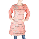 Women's Embroidered Short Kurti - Peach - test-store-for-chase-value