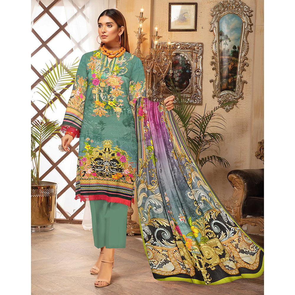Riwayat Cottrell Digital Printed Linen 3 Pcs Un-Stitched Suit - 01, Women, 3Pcs Shalwar Suit, Ulfat Textile, Chase Value