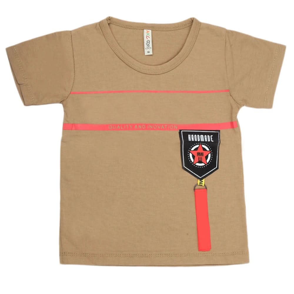Boys Half Sleeves T-Shirt - Khaki, Kids, Boys T-Shirts, Chase Value, Chase Value