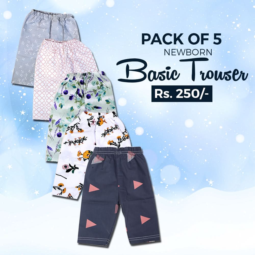 Newborn Unisex Basic Trouser Pack Of 5 - Multi, Kids, NB Boys Shorts And Pants, Kids, NB Girls Shorts Skirts And Pants, Chase Value, Chase Value