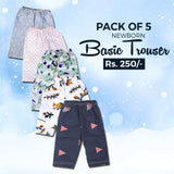 Newborn Unisex Basic Trouser Pack Of 5 - Multi, Kids, NB Boys Shorts And Pants, Kids, NB Girls Shorts Skirts And Pants, Chase Value, Chase Value