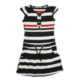 Girls Yarn Dyed Half Sleeves T-Shirt - Navy Blue, Kids, Girls T-Shirts, Chase Value, Chase Value