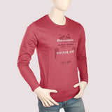 Men's Round Neck Full Sleeves Printed T-Shirt - Maroon, Men, T-Shirts And Polos, Chase Value, Chase Value