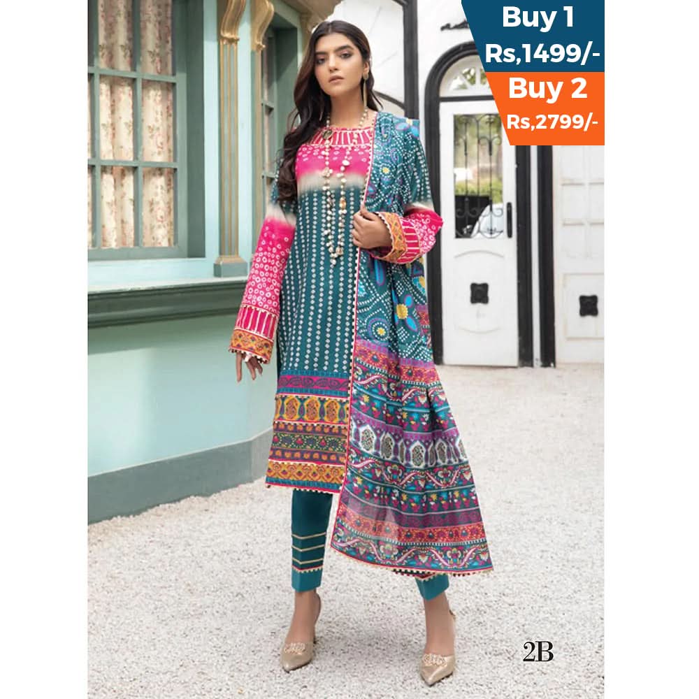 Anum Classic Printed Lawn 3 Pcs Un-Stitched Suit V 5 - 2-B, Women, 3Pcs Shalwar Suit, Al-Zohaib Textiles, Chase Value