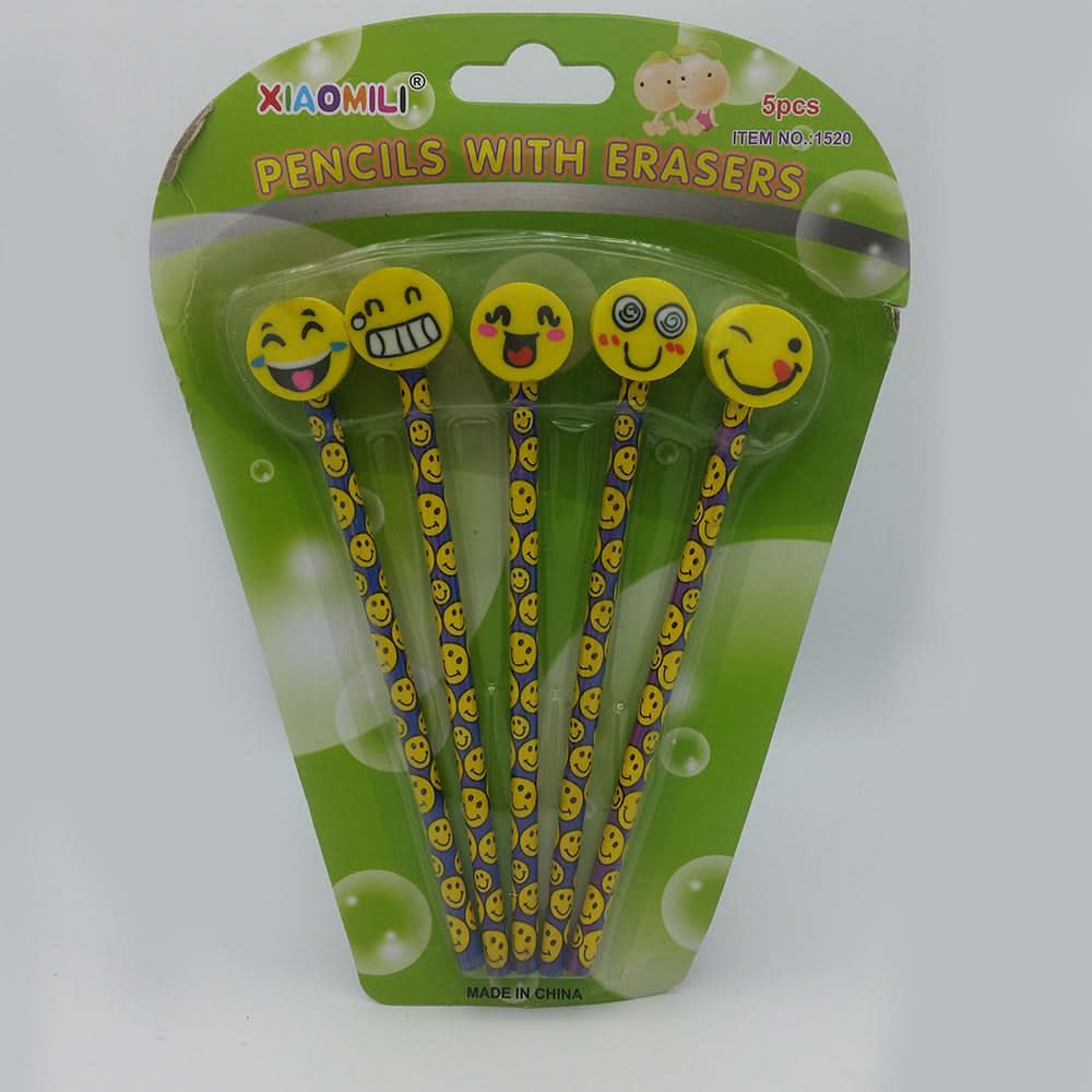 Pencil with Eraser 5 Pcs Set - Multi, Kids, Pencil Boxes And Stationery Sets, Chase Value, Chase Value