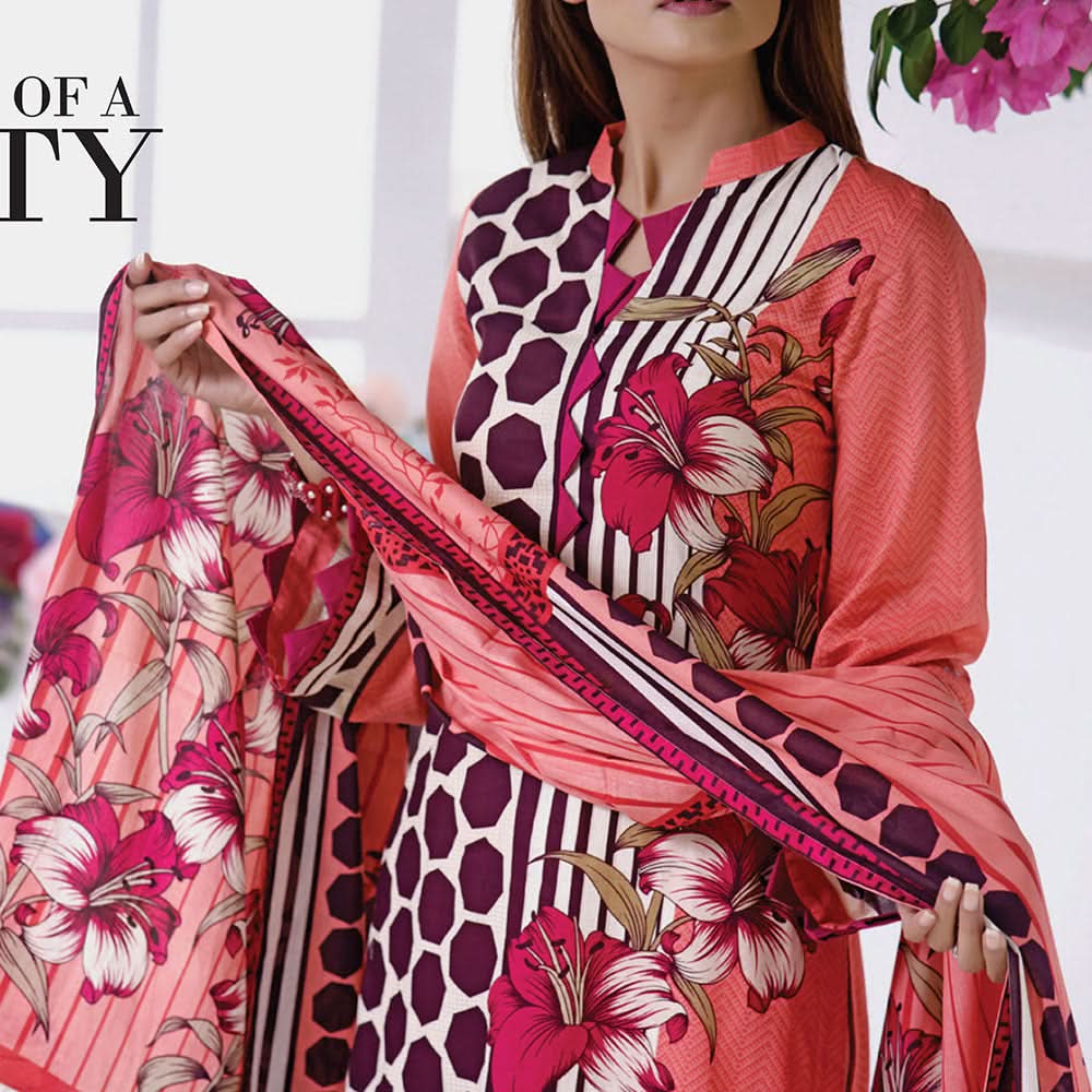 VS Daman Cambric Printed 3 Pcs Un-Stitched Suit Vol 1 - B-2109, Women, 3Pcs Shalwar Suit, VS Textiles, Chase Value