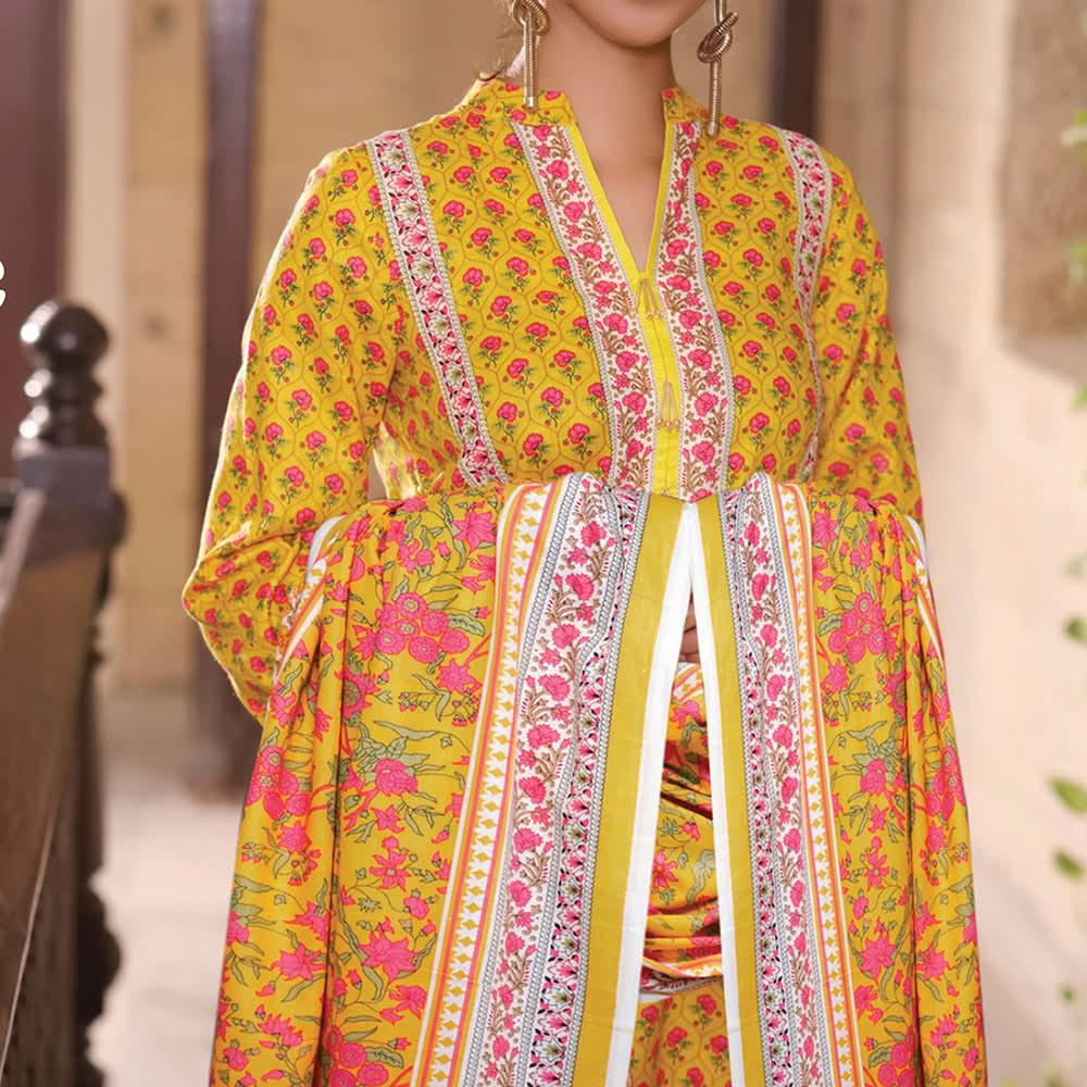 VS Daman Printed Cambric unstitched 3pc Suit V-2, Women, 3Pcs Shalwar Suit, VS Textiles, Chase Value