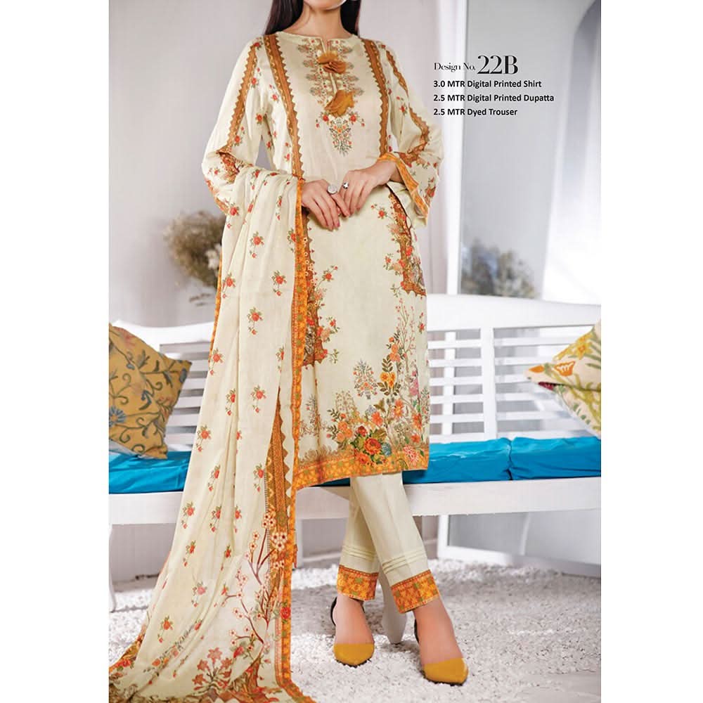 VS-MISRI Digital Printed Lawn V-3 3 Pcs Un-Stitched Suit - 22B, Women, 3Pcs Shalwar Suit, VS Textiles, Chase Value