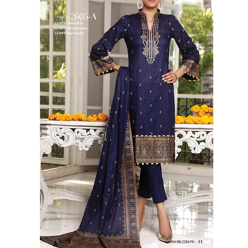 VS Signature Series Printed Lawn 3 Pcs Un-Stitched Suit Vol 1 - 2605-A, Women, 3Pcs Shalwar Suit, VS Textiles, Chase Value